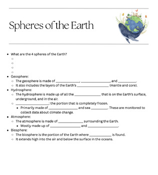 Preview of Spheres of the Earth Notes