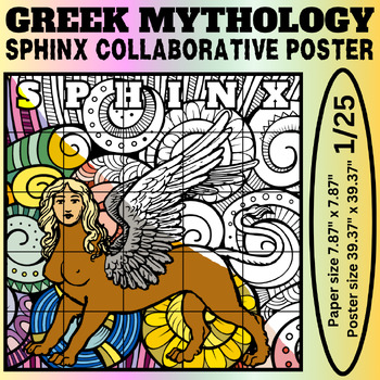 Preview of Sphinx Collaborative Coloring Poster: Unlock the Mysteries of Greek Mythology