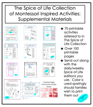 Preview of Spice of Life Collection Supplemental Materials | Montessori Distance Learning