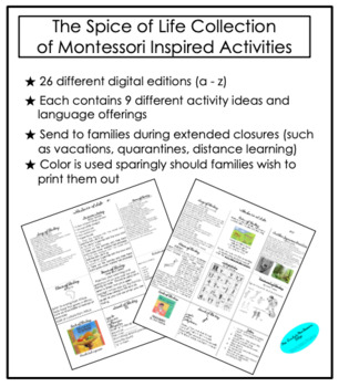 Spice of Life Collection Supplemental Materials | Montessori Distance  Learning