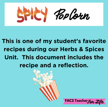 Preview of Spicy Popcorn - Herbs & Spices - FACS, FCS, Cooking