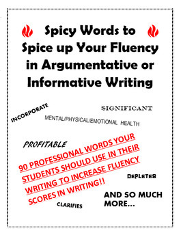 Preview of Spicy Words to Spice up Your Fluency in Argumentative or Informative Writing