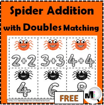 Preview of Free Halloween Addition Spider Math Doubles Facts