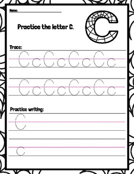 Spider Alphabet A-Z Letters Preschool&Kindergarten Writing Worksheet-26 ...