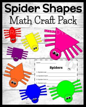 Preview of Spider Craft, Shape Activity: Math and Writing for Kindergarten