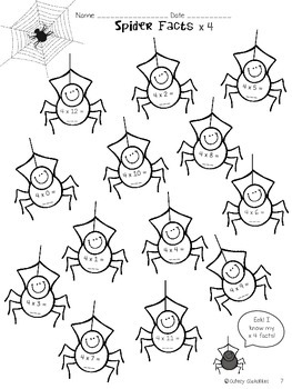 Spider Facts Multiplication and Division {Facts 2 through 12} | TPT