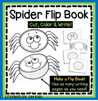 Preview of Spider Flip Book - Fall Writing Project, Halloween Craftivity, Creative Writing