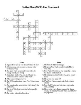 Spider Man (MCU) Fun Crossword by Estelle Favant TPT