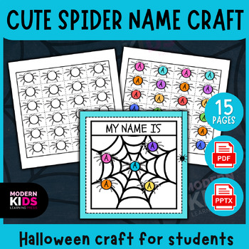 Preview of Spider Name Activity Craft - Halloween Craft for Students