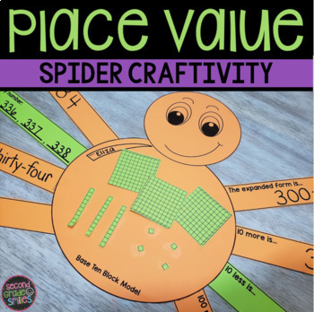 Preview of Spider Place Value Craft - Halloween Place Value Math Activity - Halloween Math