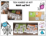 Spider Place Value: Teen Number or Not? Match and Sort