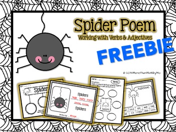 Preview of Spider Poem: Working with Verbs & Adjectives FREEBIE