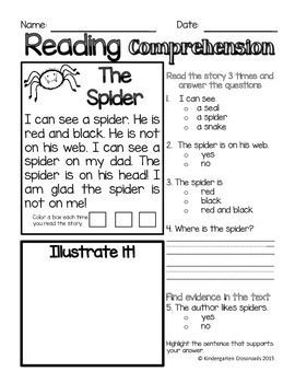 Spider Reading Comprehension by Cultivated Lines | TPT