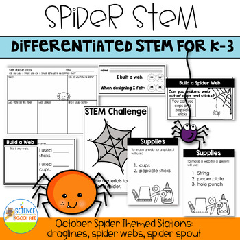 Preview of Spider STEM For Young Learners Pre-School to Third Grade Differentiated