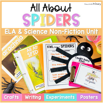 Preview of Spider Science Unit - Fall Reading & Writing Activities - Facts, Project & Craft