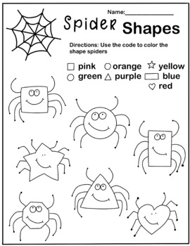 Preview of Spider Shapes Worksheet