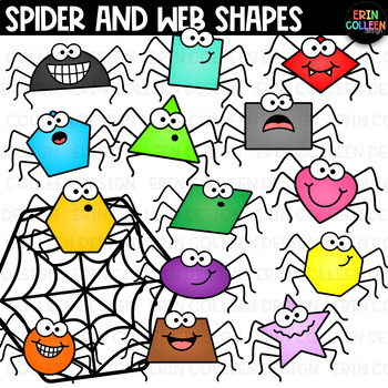 Preview of Spider Shapes and Spider Web Shapes Clipart - Insects and Bugs Pairs
