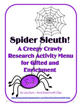 Preview of Spider Sleuth! Creepy Crawly Research Activity Menu for Gifted and Enrichment