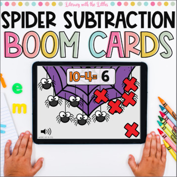 Preview of Spider Subtraction BOOM Cards | Digital Task Cards for Distance Learning