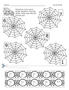 Preview of Spider Web Addition (Single Digit)