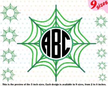 Preview of Spider Web Circle Embroidery Design Outline Frame Halloween Spiderweb 208b
