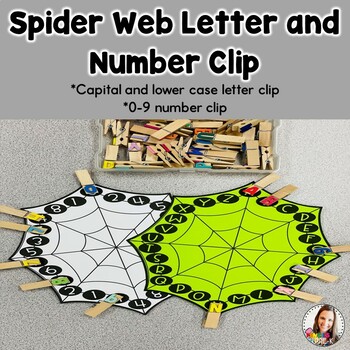 Preview of Spider Web Letter and Number Clip-Halloween-Fine Motor
