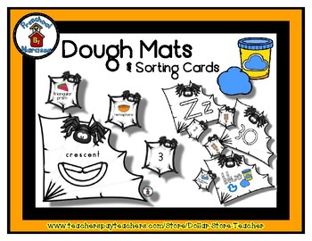 Preview of Spider & Web - Play Dough Manipulative Mats - Alphabet Numbers Colors Shapes