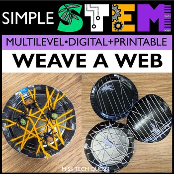 Preview of Halloween & October STEM Challenge | Spider Craft - Weave a Web