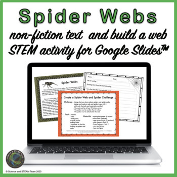 Preview of Spider Webs Reading and STEM Challenge for Use with Google Slides™
