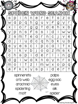 Preview of Spider Word Search