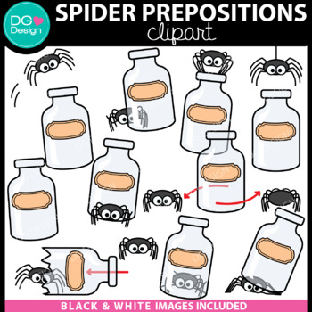 Preview of Spider Prepositions Clipart | Halloween Clipart | Spider Clip art | spooky