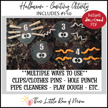 Preview of Spider - counting clip cards - numbers 1-10 - Halloween - printable - math