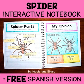 Preview of Spider Interactive Notebook Activities + FREE Spanish