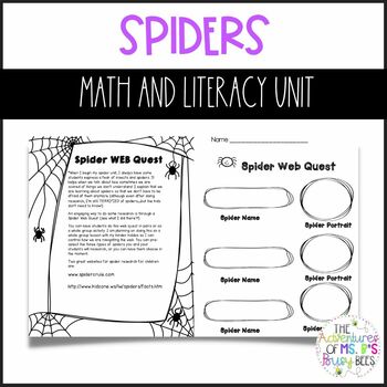 Preview of Spiders: A Math and Literacy Unit