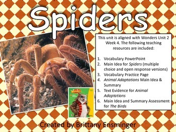 Spiders - 4th Grade McGraw Hill Wonders by Brittany Ensminger | TpT