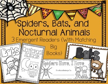 Preview of Spiders, Bats, and Nocturnal Animals {3 Emergent Readers and Big Books}
