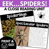 Spiders Close Reading Comprehension Passages and Writing A