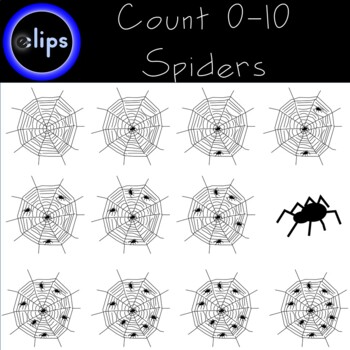 Preview of Halloween Spiders Count 0-10 with Blank Spider Web Clip Art
