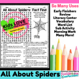 Spiders: All About Spiders Reading and Word Search Activity