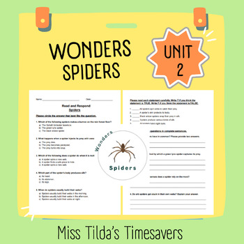 Preview of Spiders - Grade 4 Wonders