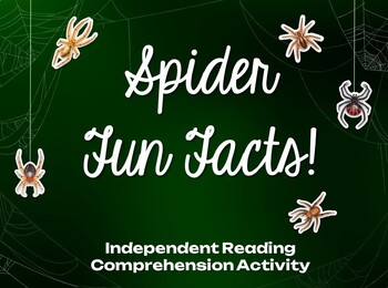Preview of Spiders Independent Reading Comprehension Activity