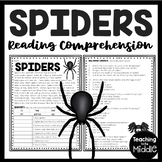 Spiders Informational Text Reading Comprehension Worksheet