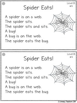 Spiders! Leveled Quick Read Card and Response Activities by 2 Literacy ...