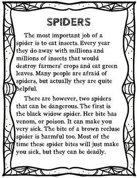 Main Idea and Details - Spiders by Cuckoo 4 Kinder | TpT