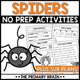 Spiders NO PREP Activities Pack | Thematic Unit Study with
