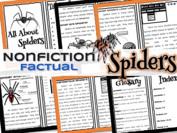 Preview of Spiders Nonfiction | Spider Fact Book | Text Features Spider Book
