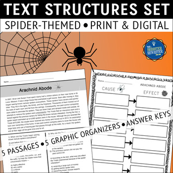 Preview of Spiders Nonfiction Text Structures Reading Passages and Graphic Organizers