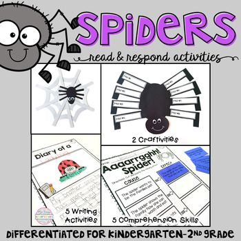 Preview of Spiders: Reading Comprehension, Writing and Craftivities