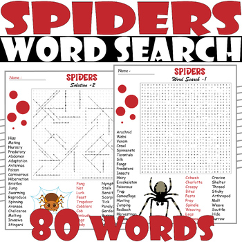 Spiders Word Search Puzzle , All about Spiders Word Search Activities