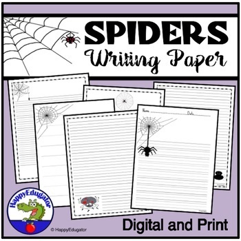 Preview of Spiders Writing Paper - Lined Paper - Spider Theme with Easel Activity